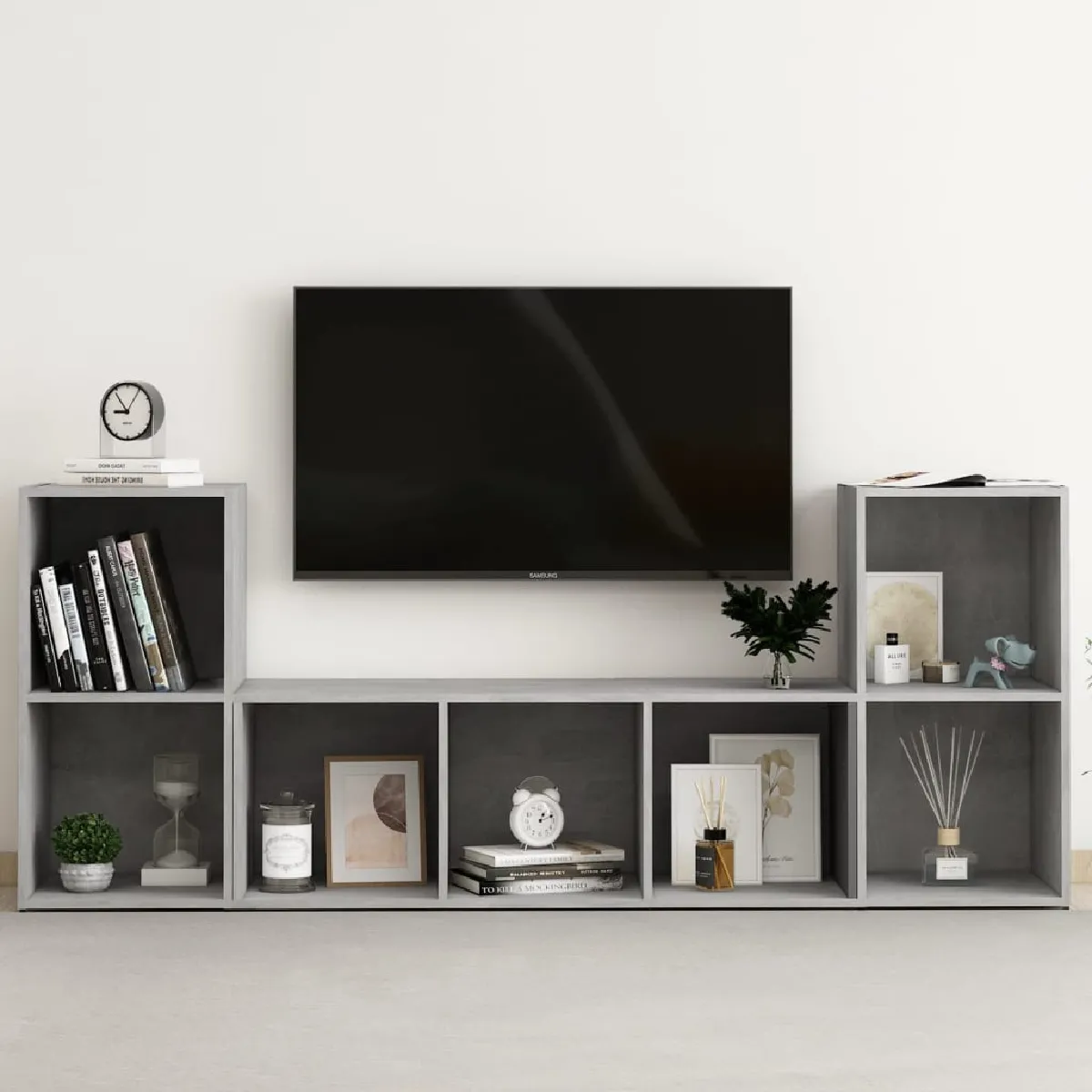 vidaXL Ensemble de meubles TV 3 pcs Béton - vue 2