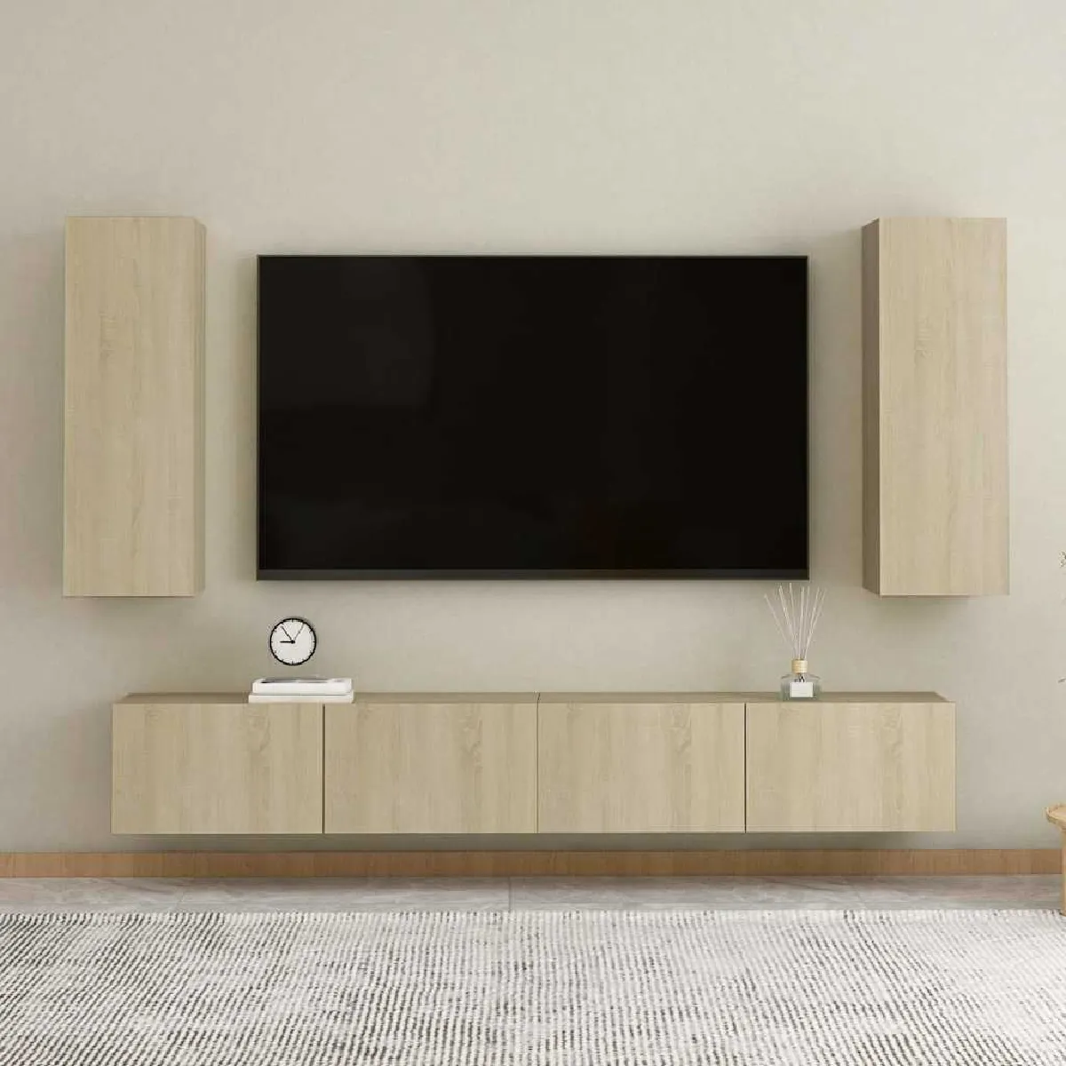 Non Communiqué Brun Ensemble De Meubles Tv 4 Pcs Chêne Sonoma Bois D Ingénierie - Image 3