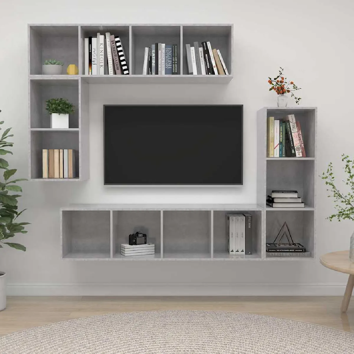 Non Communiqué Gris Vidaxl Ensemble De Meubles Tv 4 Pcs Béton Bois D'ingénierie - Image 3