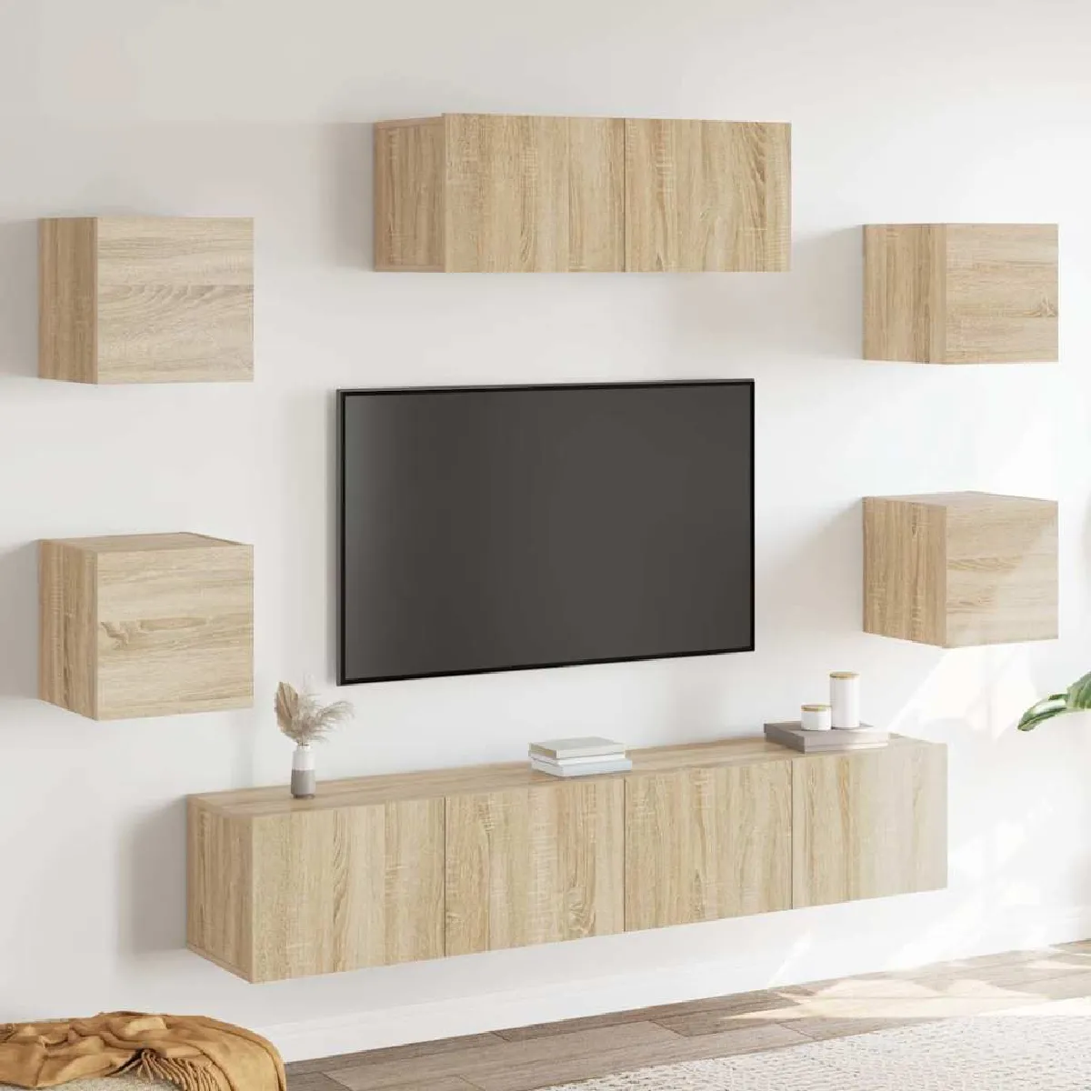 Non Communiqué Marron Vidaxl Ensemble De Meubles Tv 7 Pcs Centres De Divertissement Armoires Multimédia Meubles De Salle De Séjour Intérieur Chêne Sonoma Bois D'ingénierie - Image 3