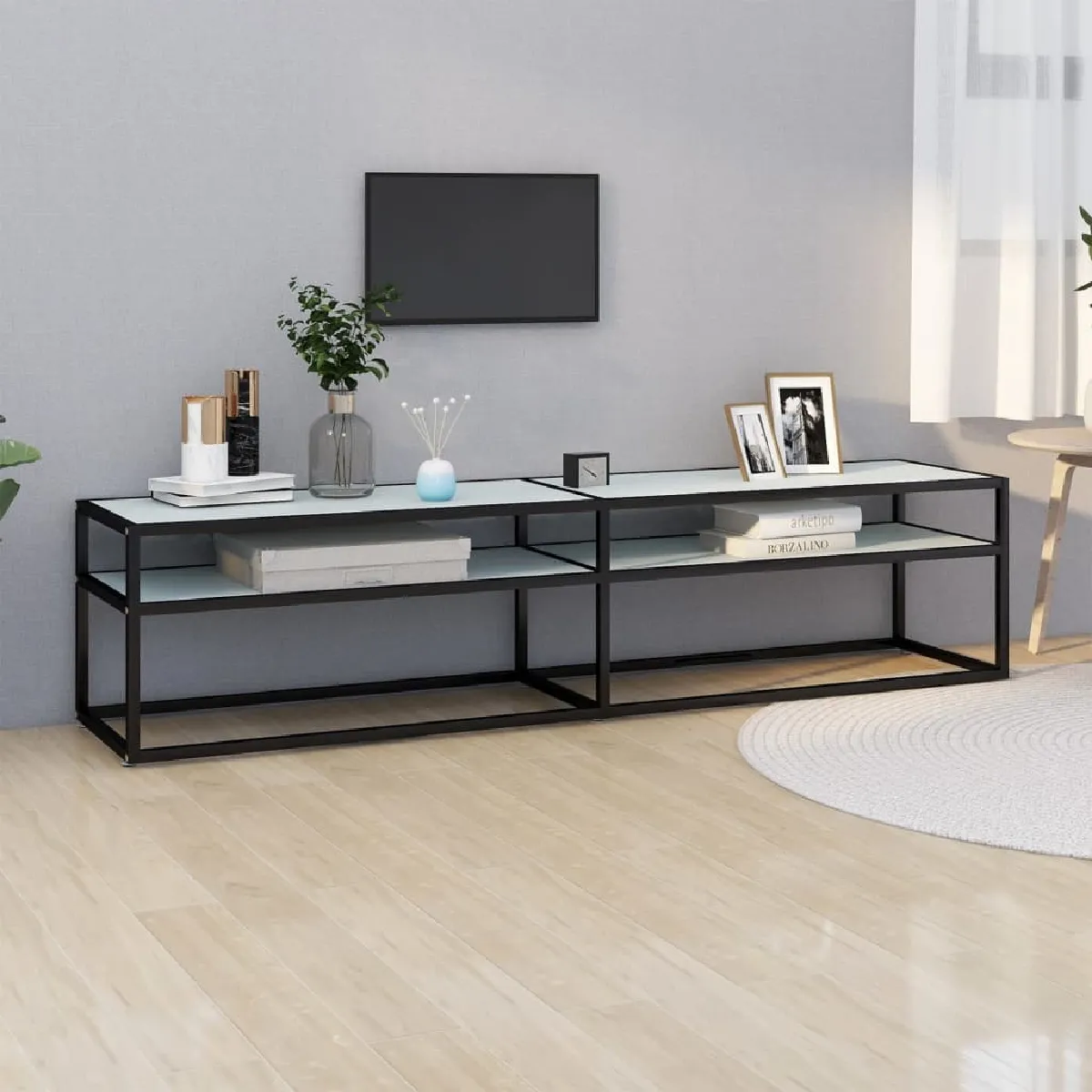 vidaXL Meuble TV Marbre Blanc 180x40x40,5 cm