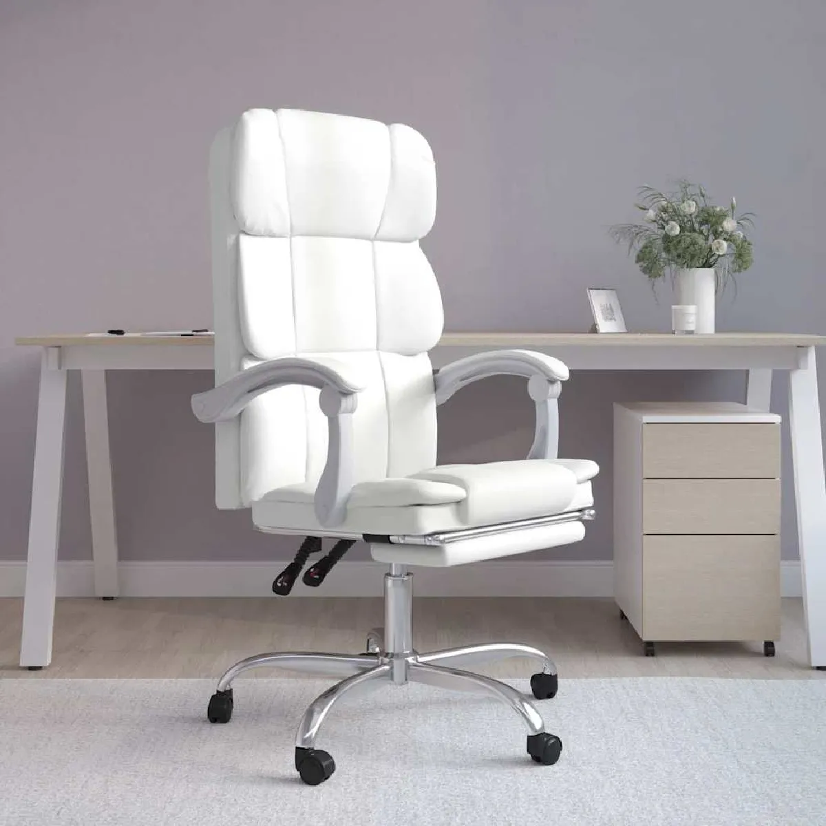 Vidaxl Blanc Fauteuil Inclinable Similicuir