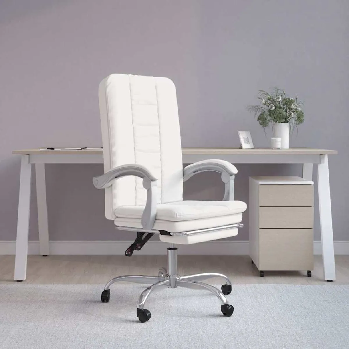 Vidaxl Blanc Fauteuil Inclinable De Bureau