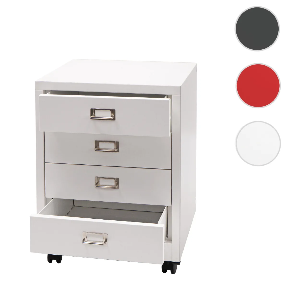 Mendler Blanc Caisson De Bureau 4 Tiroirs