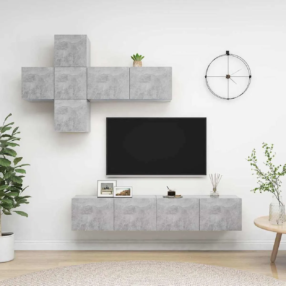 VIDAXL - Ensemble de meuble TV - 7 pièces - Gris béton - Image 3