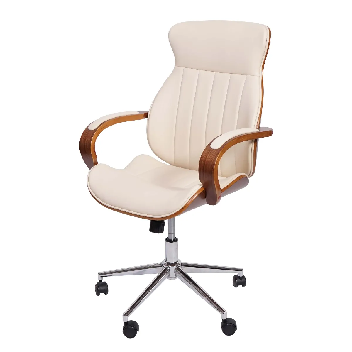 Decoshop26 Fauteuil de bureau similicuir - Noyer