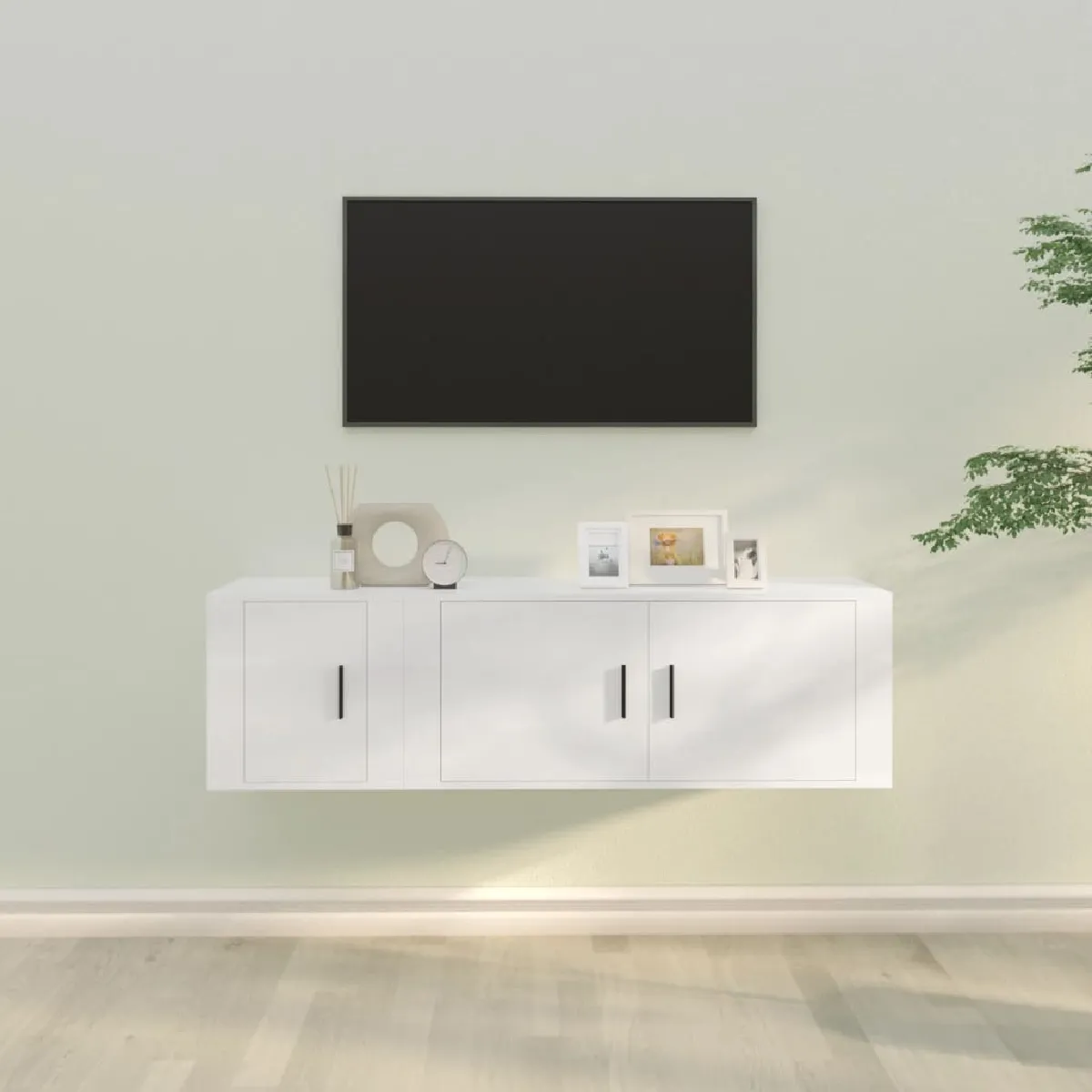 vidaXL - Meuble TV - Ensemble de 2 pcs - Blanc - Image 2