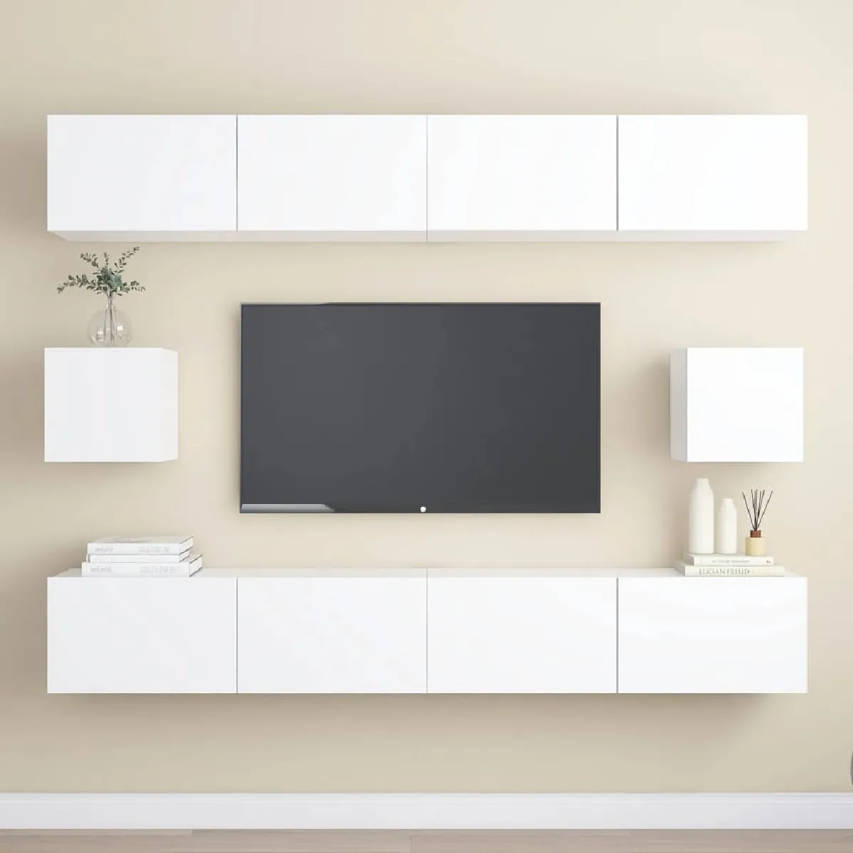 Non Communiqué Blanc Ensemble De Meubles Tv 6 Pcs Bois D Ingénierie - Image 3