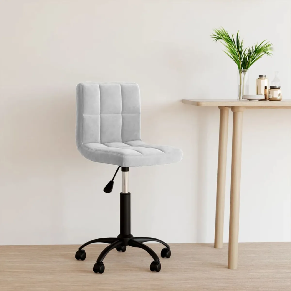 vidaXL - Chaise de bureau - Pivotante - Velours - Gris clair - Image 2