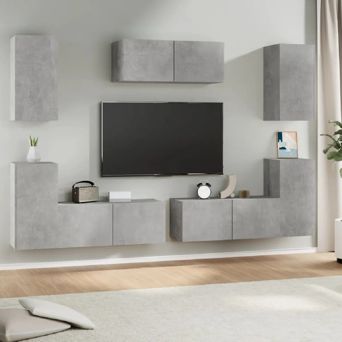 vidaXL Ensemble Meubles TV 7 pcs Béton