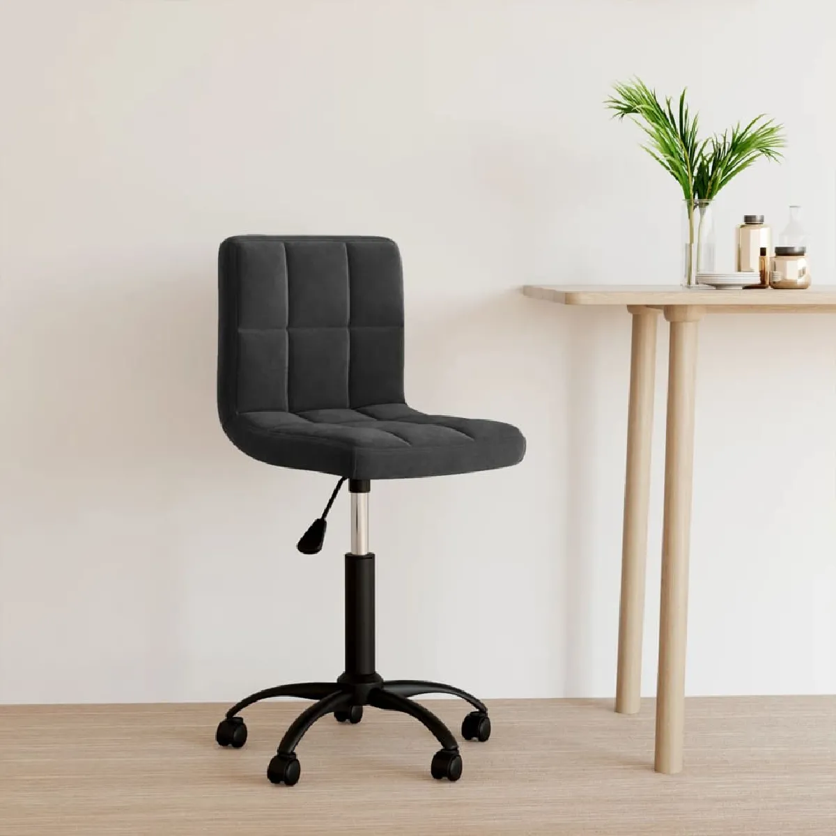 vidaXL Chaise Pivotante de Bureau Noir Velours