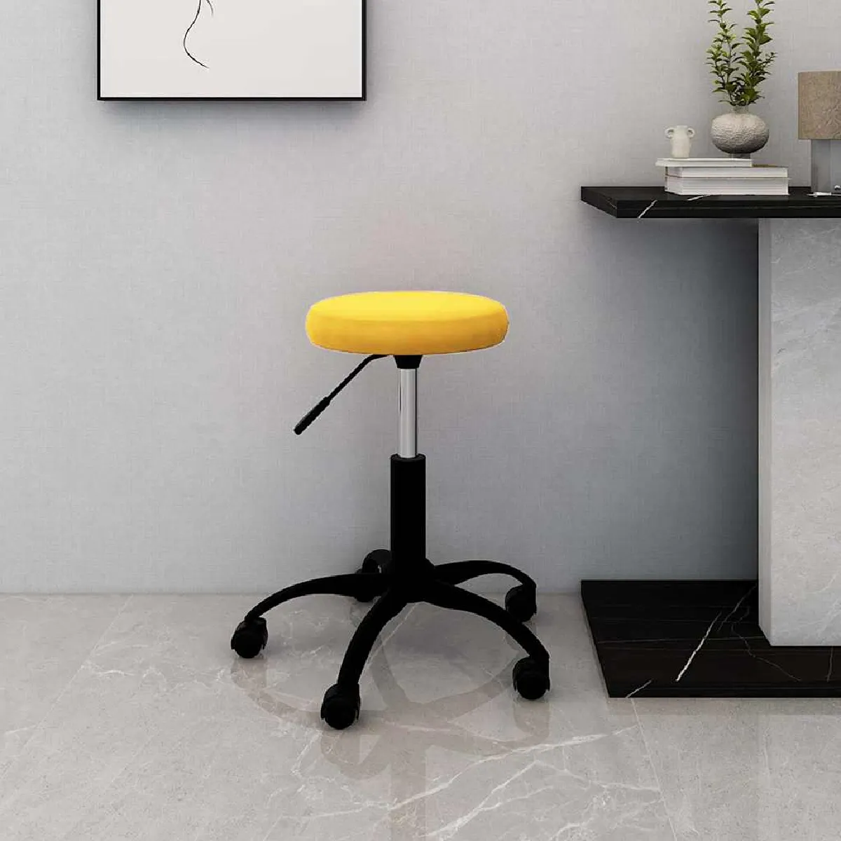 Non Communiqué Jaune Vidaxl Chaise Pivotante De Bureau, Moutarde, Velours - Image 3
