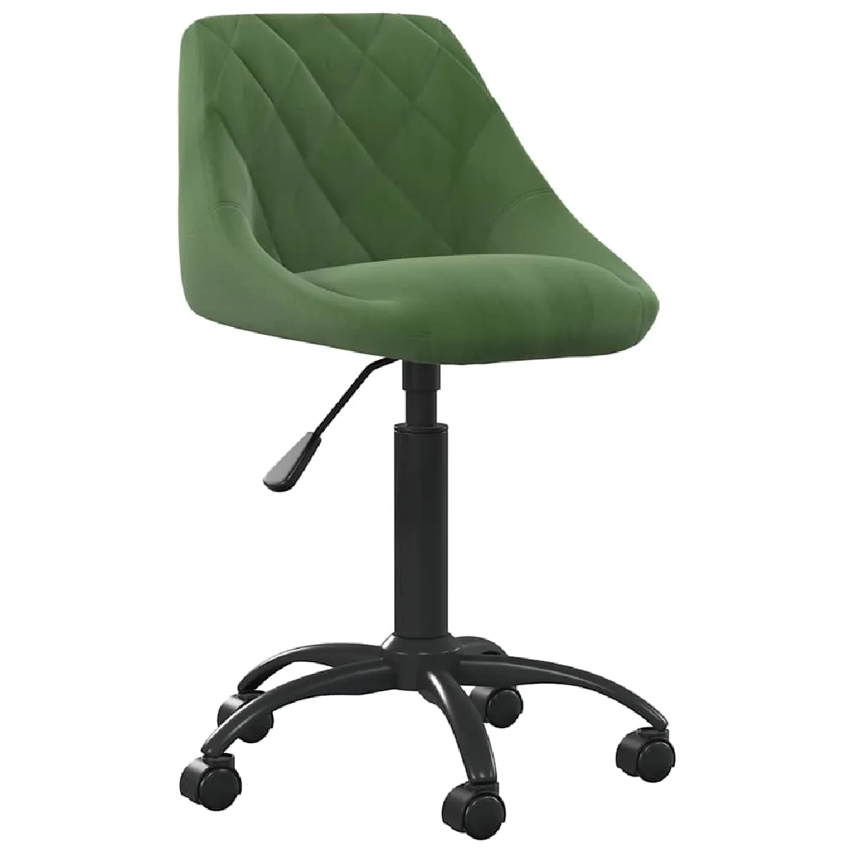 Chaise de bureau VidaXL Velours Vert Foncé Réglable Acier Pivotante Roulettes - Image 3