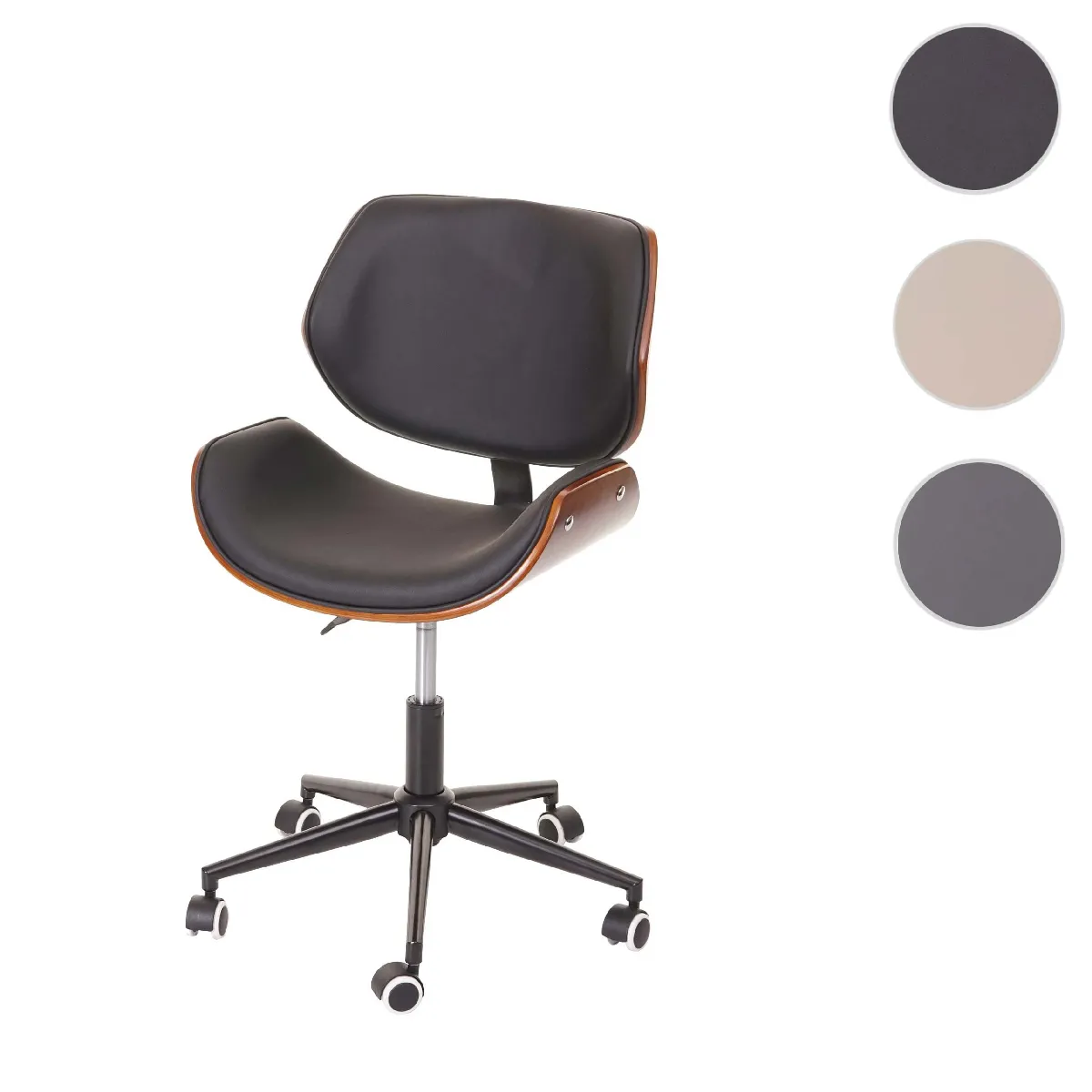 Mendler Chaise de bureau HWC-G25 - Brun Noir