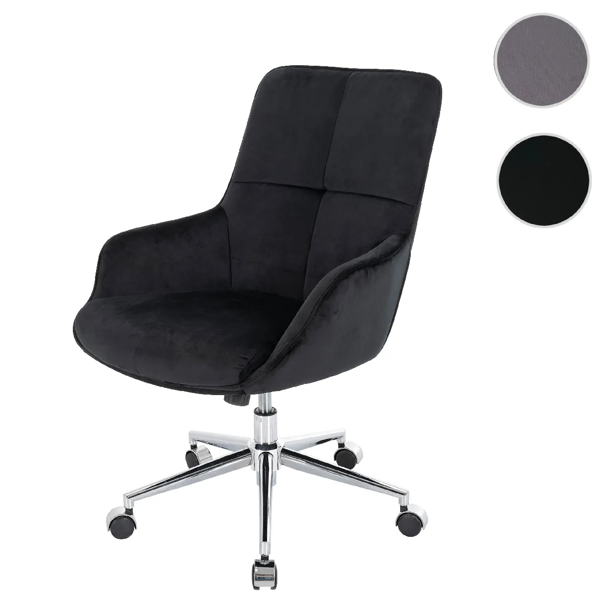 Mendler Noir Fauteuil De Bureau Velours
