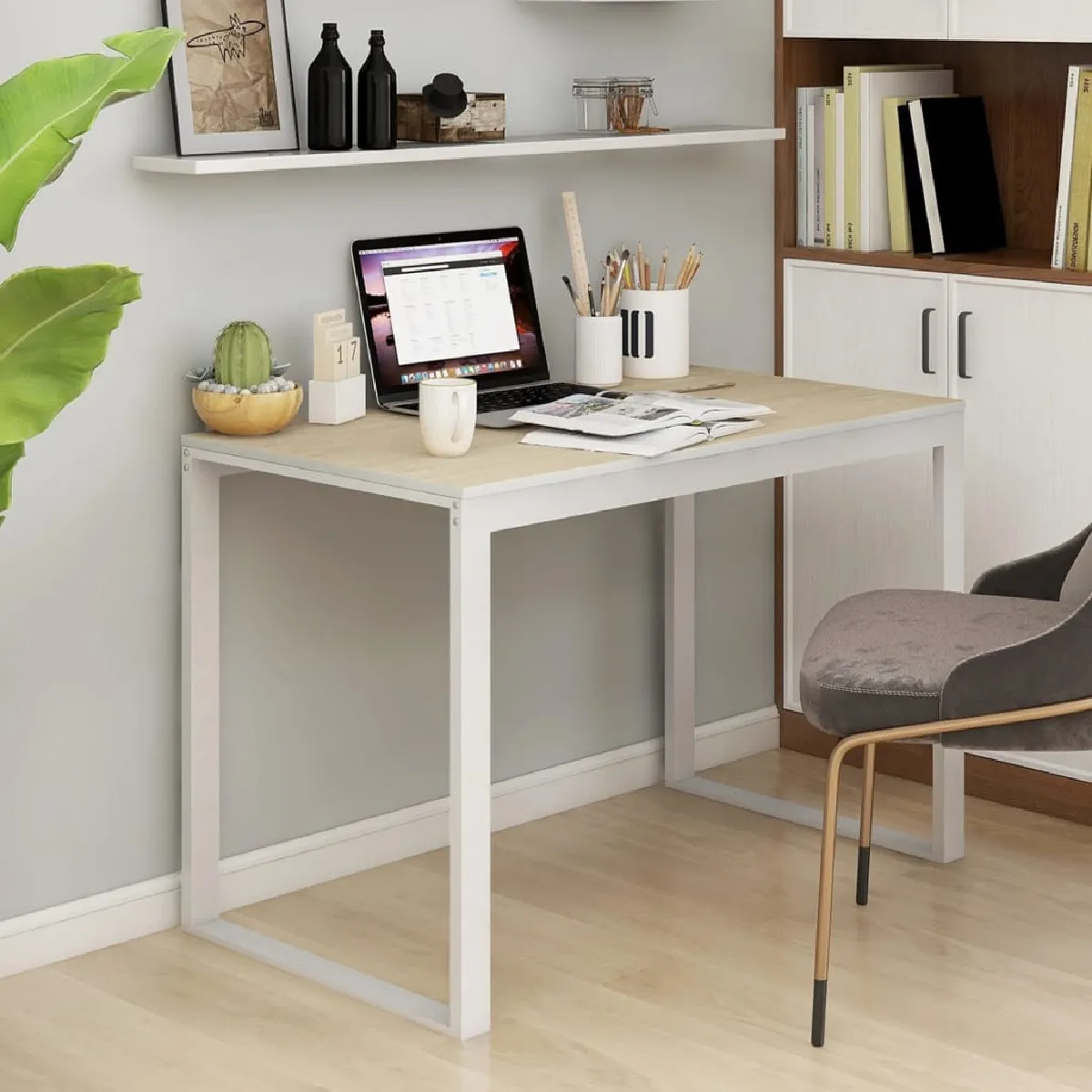 vidaXL Bureau d'ordinateur Chêne