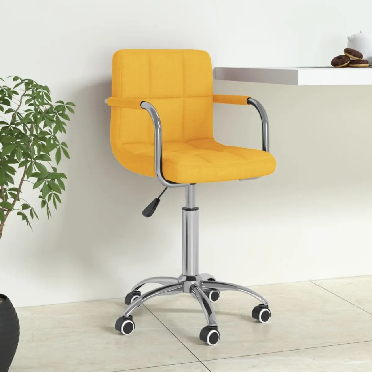 VIDAXL - Chaise de bureau pivotante - Tissu - Jaune - Image 2