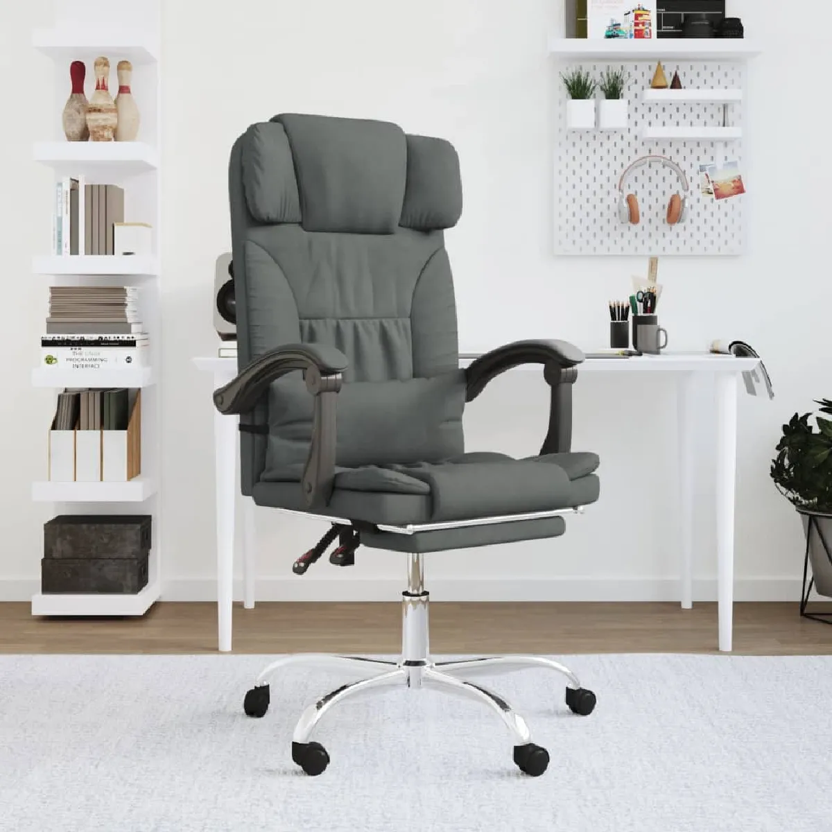 VIDAXL Fauteuil de massage inclinable - Gris foncé