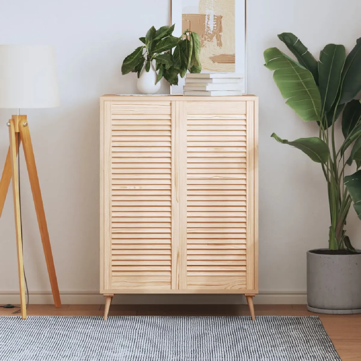 vidaXL Portes d'armoire à persiennes Pin massif - vue 2