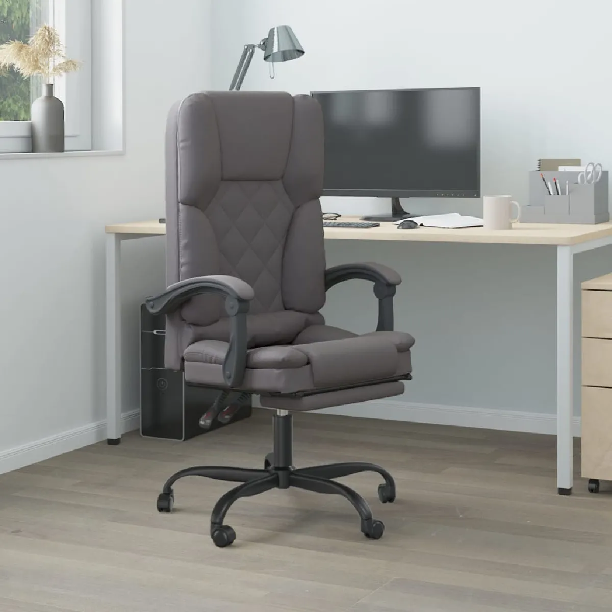 Vidaxl Gris Fauteuil De Massage Inclinable De Bureau