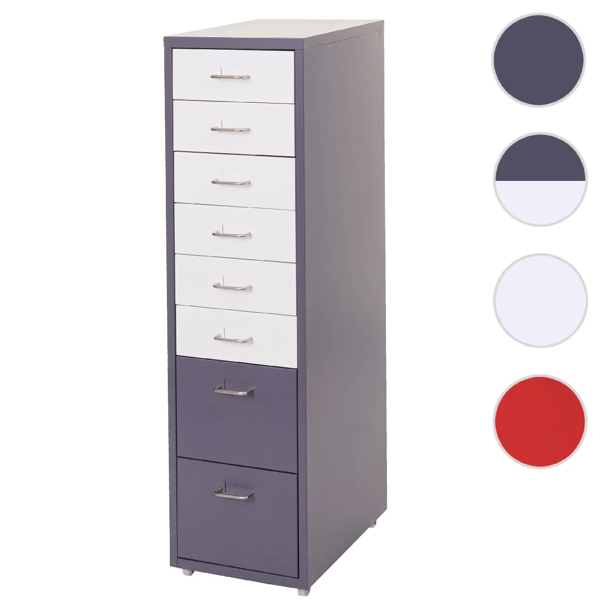 Mendler Gris Caisson De Bureau 8 Tiroirs - Foncé