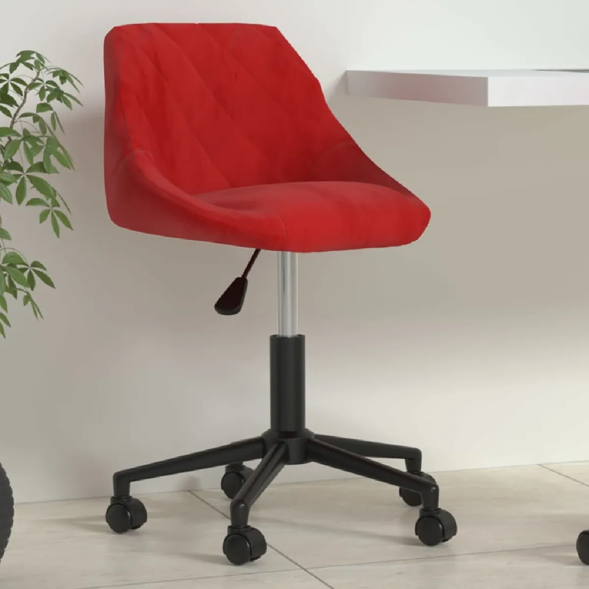 VidaXL Chaise pivotante de bureau - Rouge Bordeaux Velours