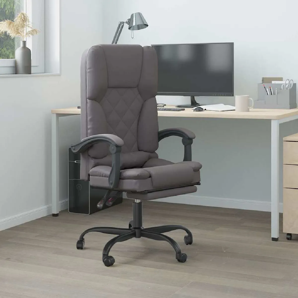 Non Communiqué Gris Vidaxl Fauteuil De Massage Inclinable De Bureau Similicuir - Image 3