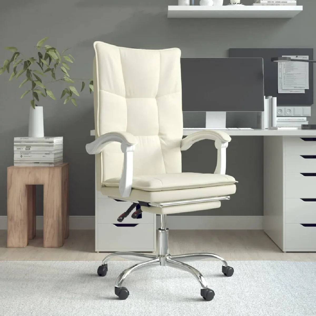 VidaXL Fauteuil de Bureau Crème