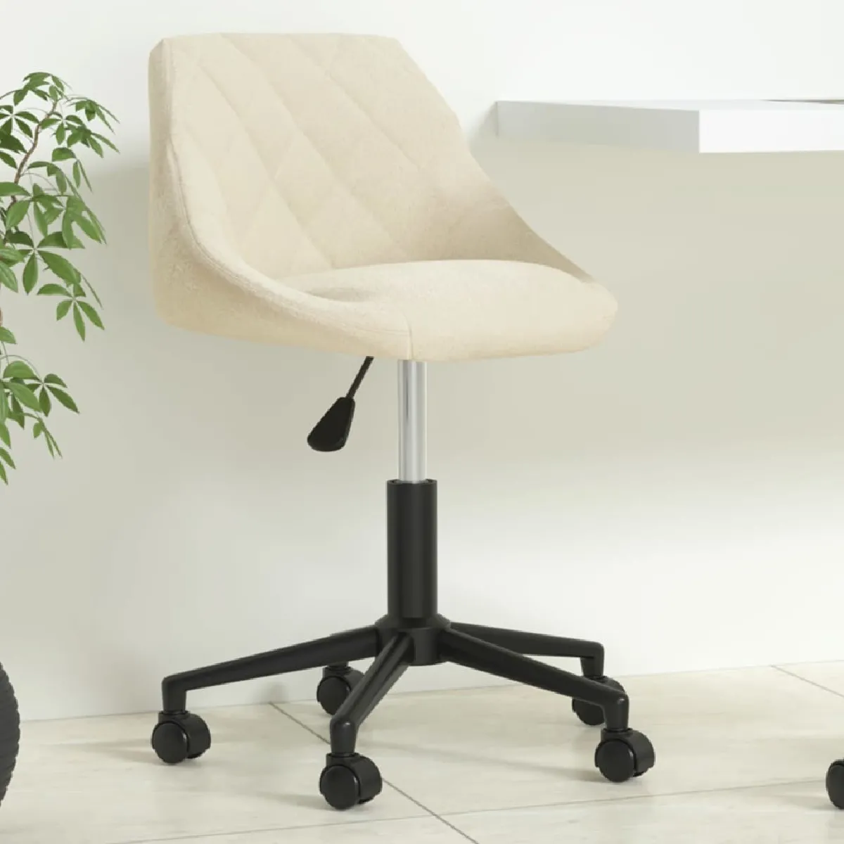 Vidaxl Chaise pivotante de bureau Crème - vue 2