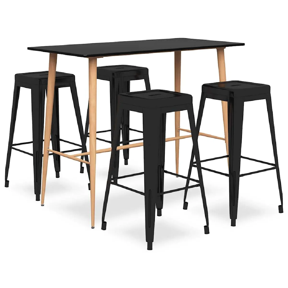 Non Communiqué Noir Ensemble De Bar 5 Pcs - Image 3