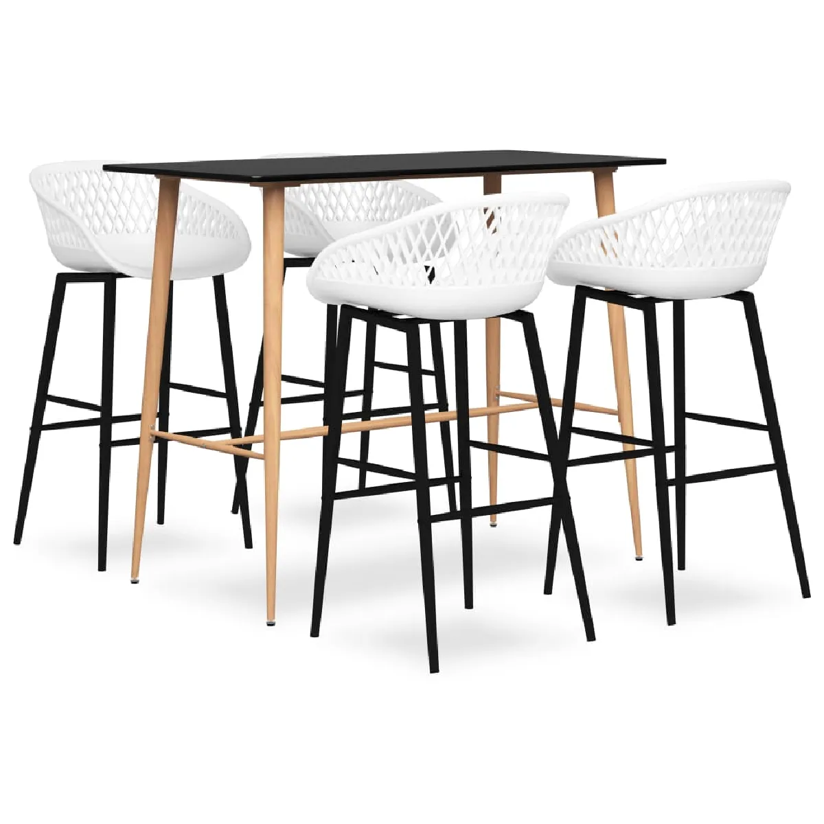 Vidaxl Noir/Blanc Ensemble De Bar 5 Pcs Et