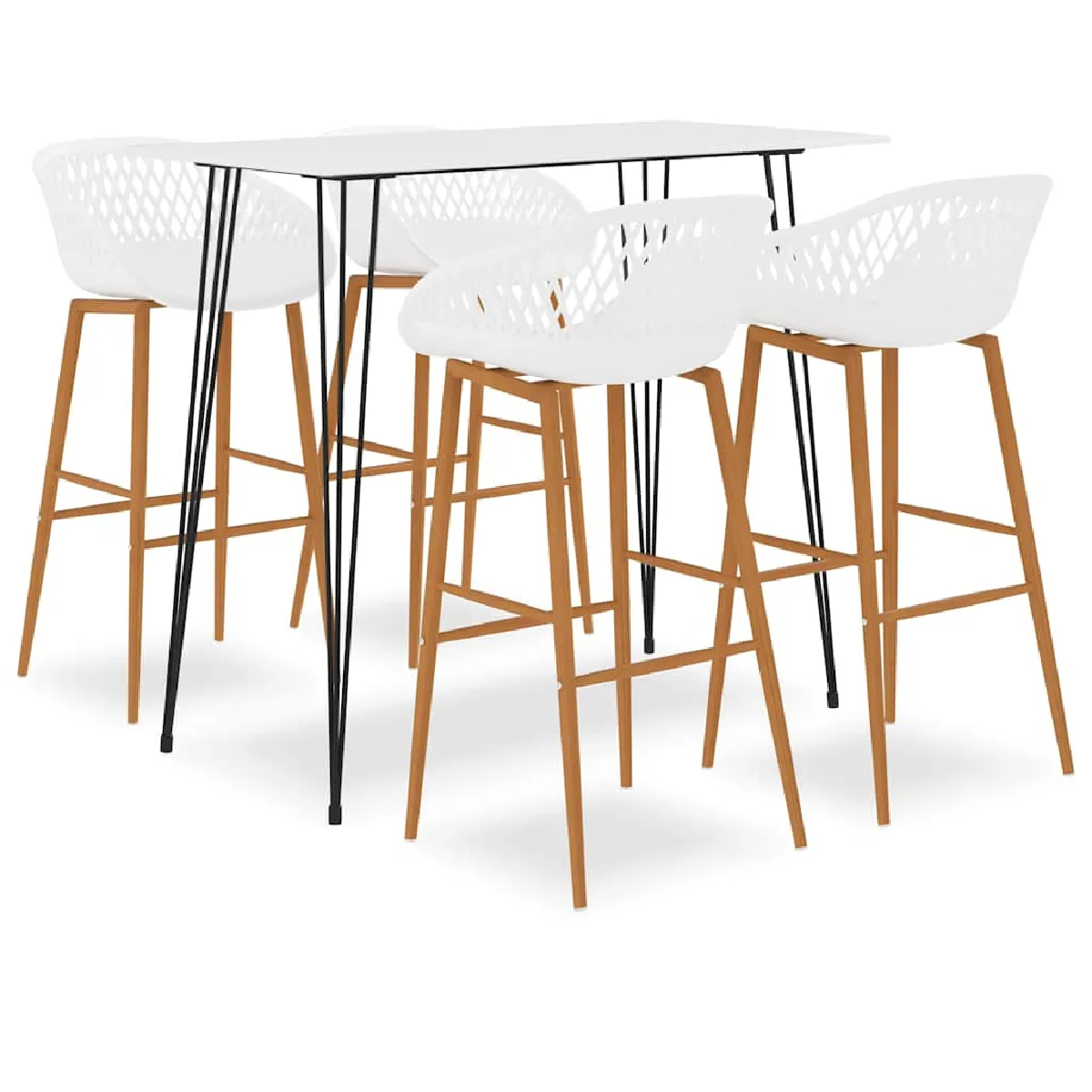 vidaXL - Ensemble de bar - Table haute et 4 tabourets - Blanc - Image 3