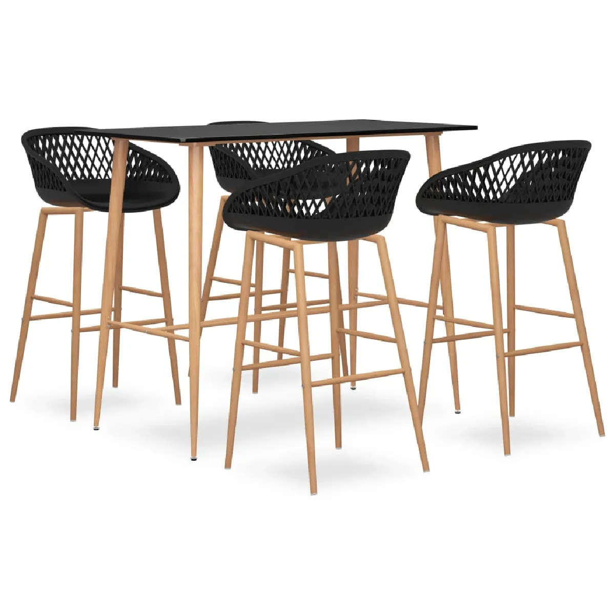 VIDAXL Ensemble de bar 5 pcs - Noir