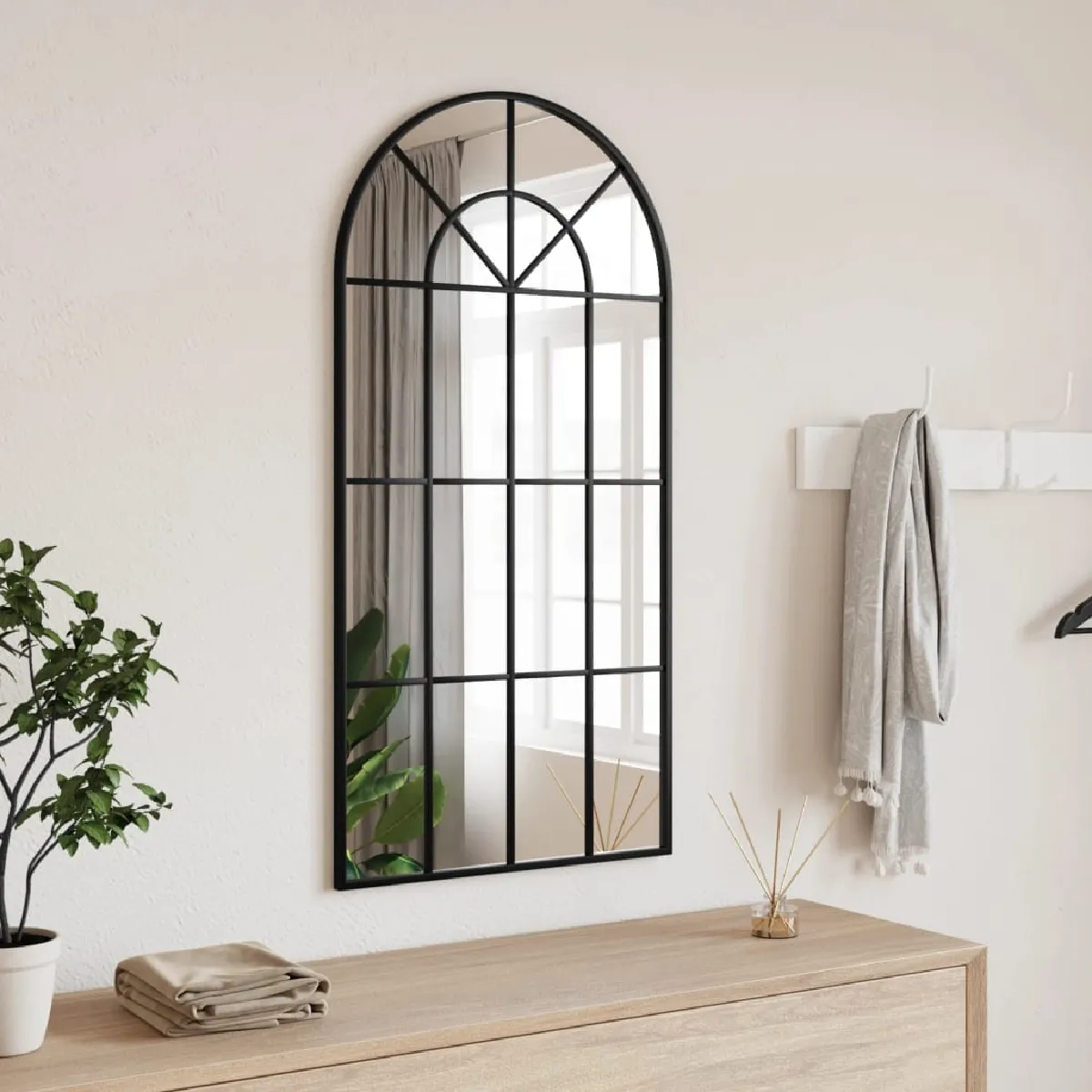 Non Communiqué Noir Vidaxl Miroir Mural 50X100 Cm Arche Fer 358626 - Image 3