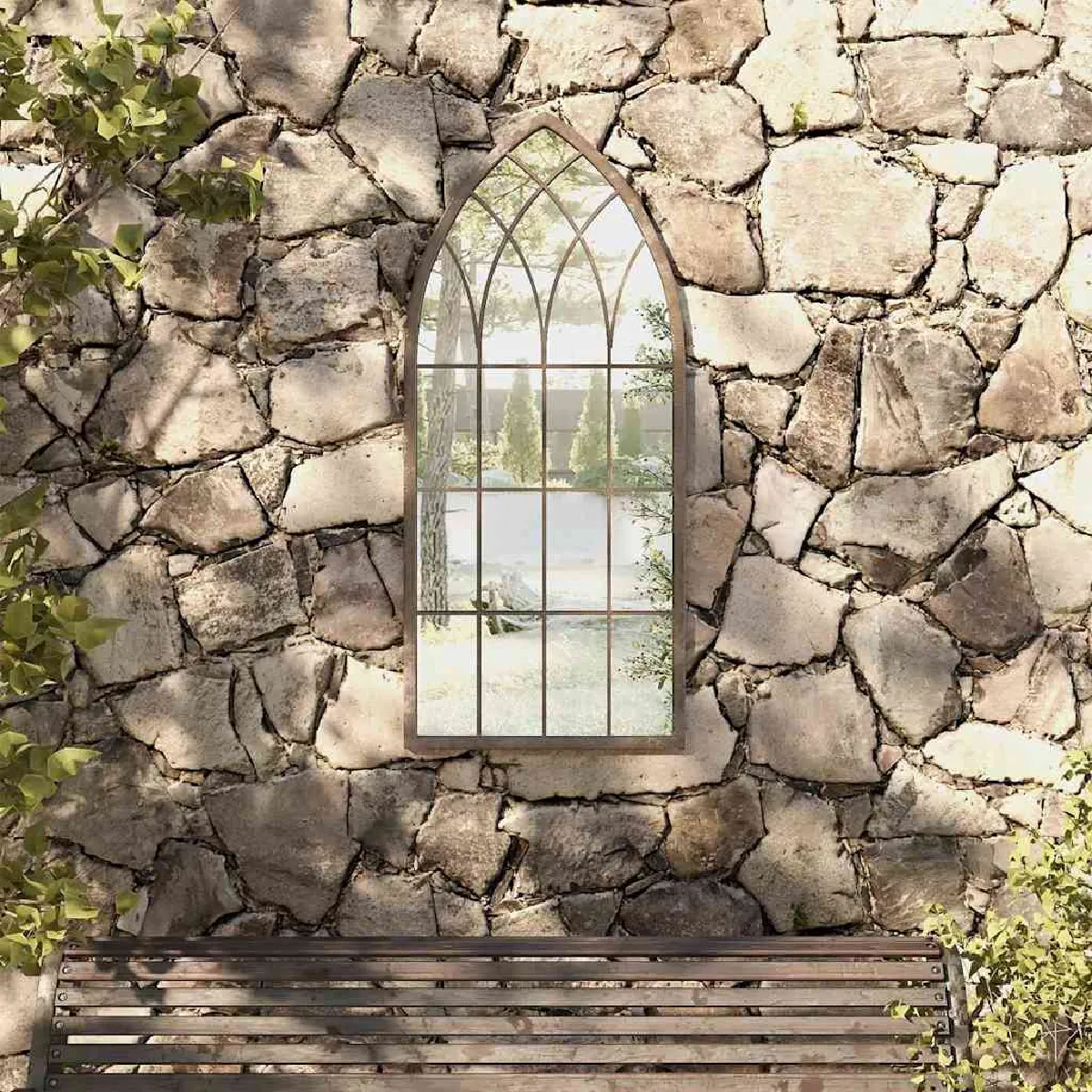 Non Communiqué Miroir De Jardin Sable 100X45cm Fer Pour Utilisation Extérieure - Image 3