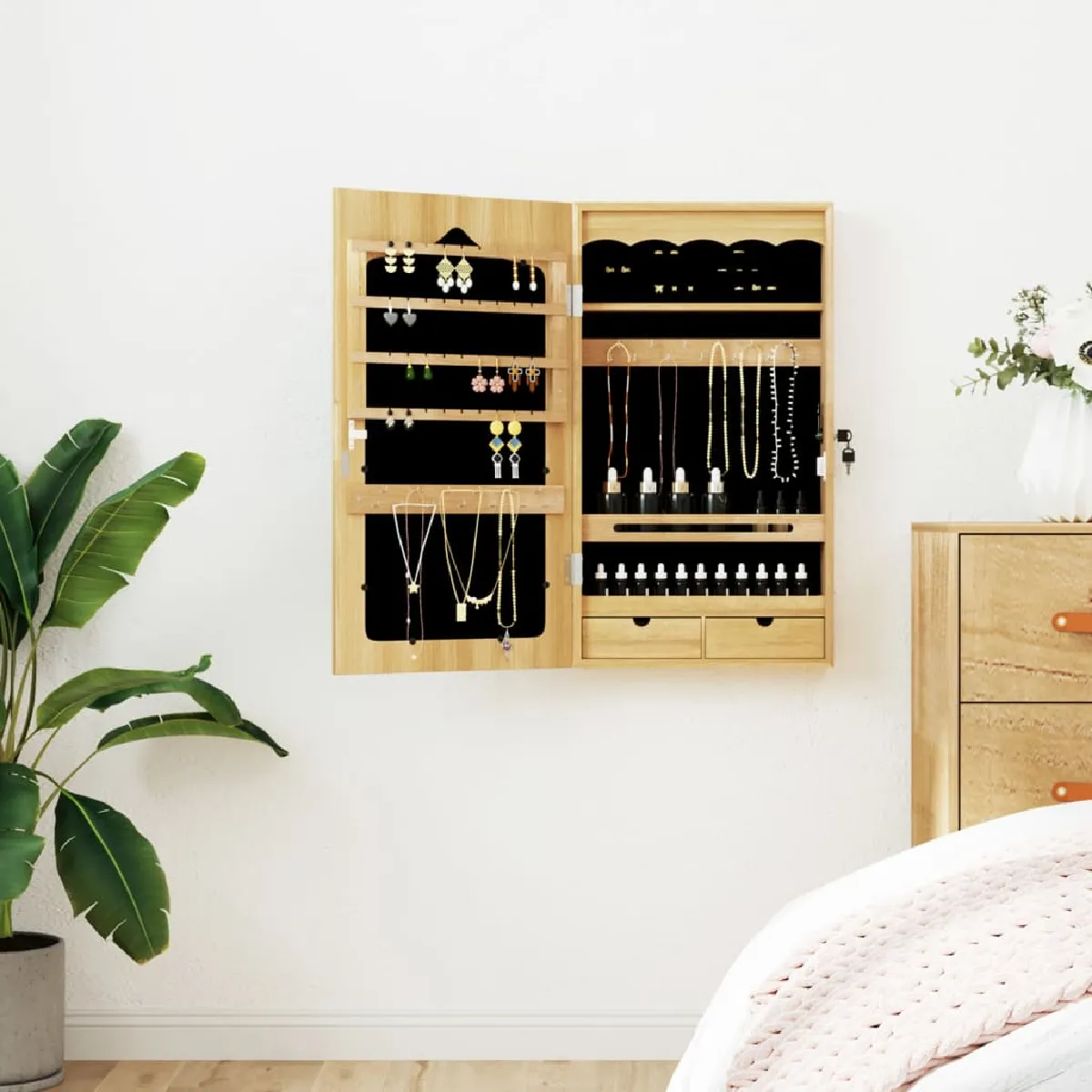 Vidaxl Armoire à bijoux avec miroir 37,5x67 cm