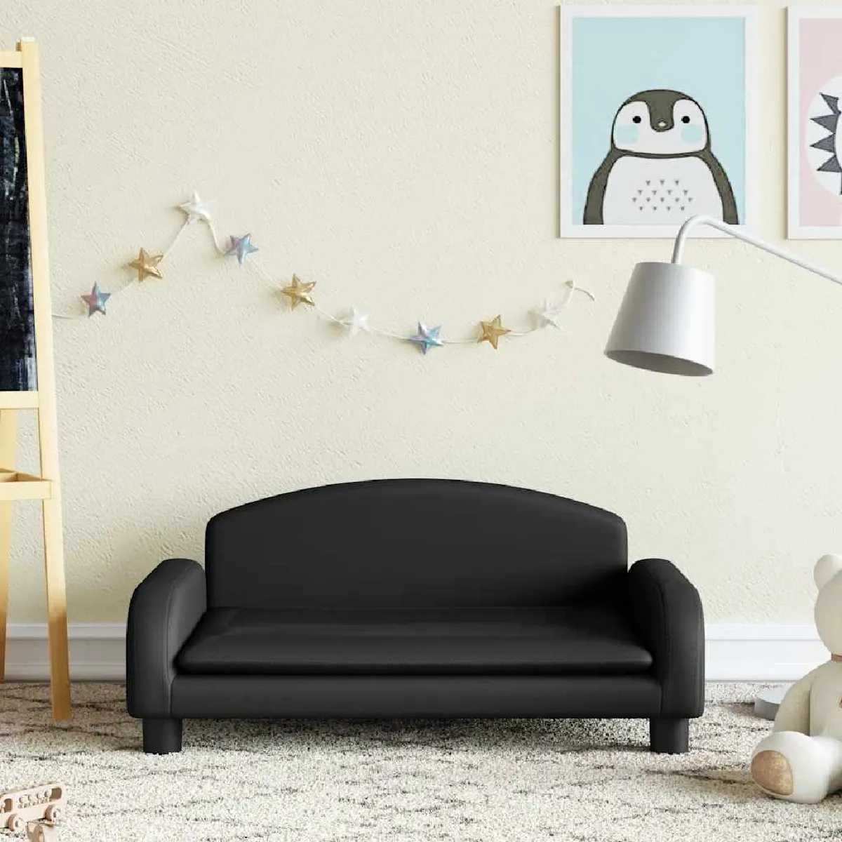 vidaXL Canapé Enfant Noir