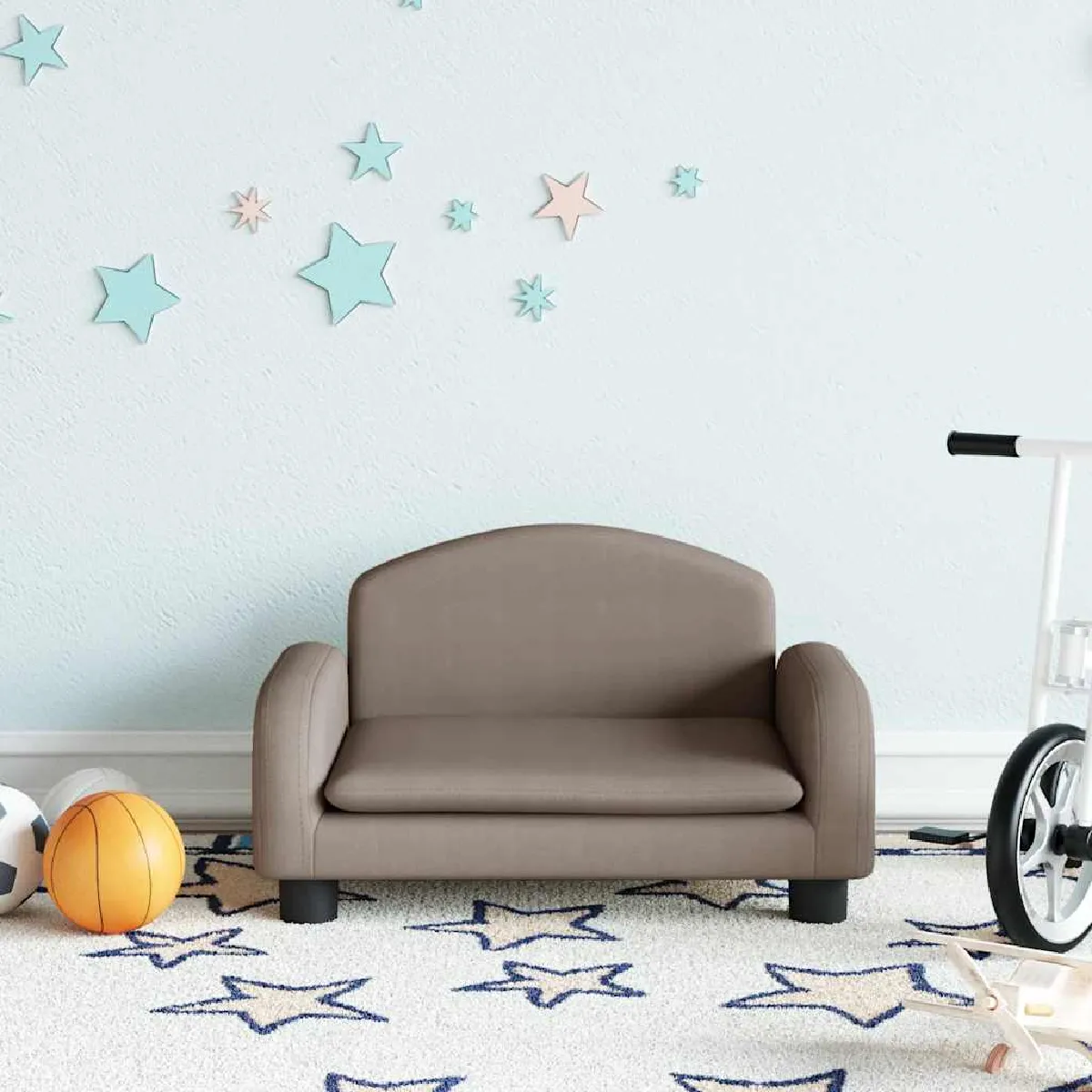vidaXL Canapé Enfant Taupe