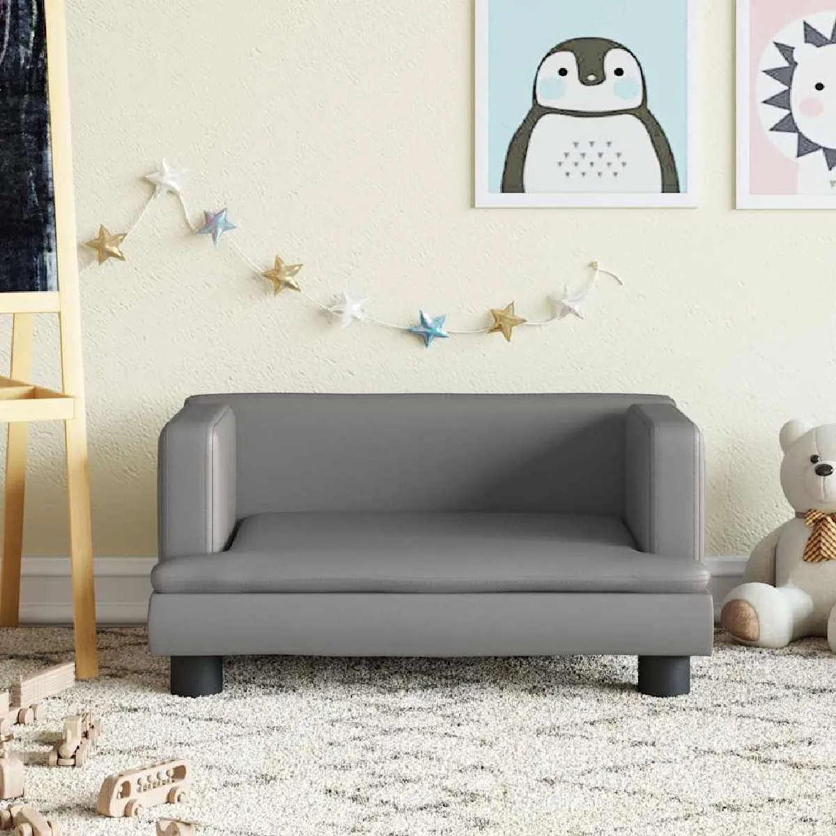 vidaXL Canapé enfants gris similicuir