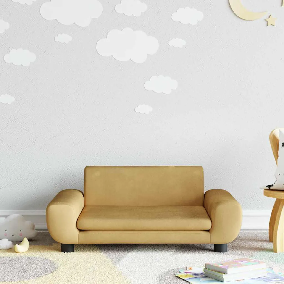 vidaXL Canapé Enfants - Marron Velours