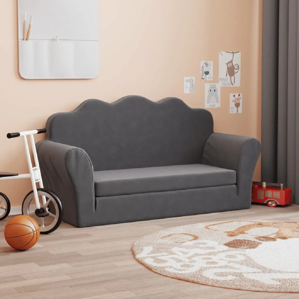 VIDAXL - Canapé lit pour enfants - 2 places - Anthracite - Image 3