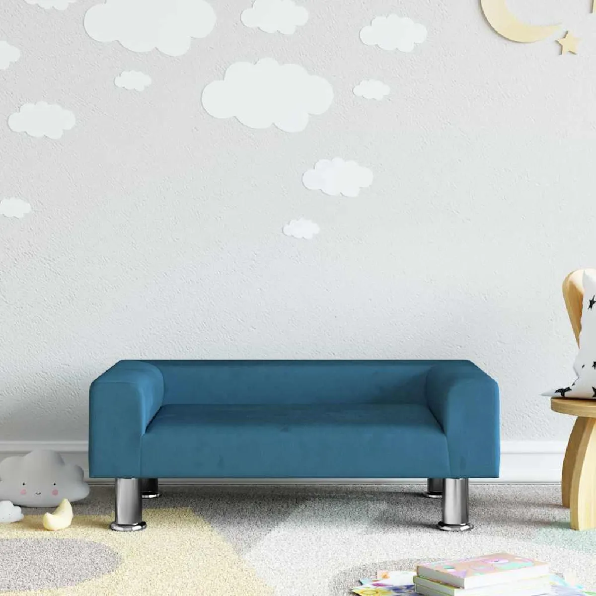 vidaXL Canapé enfants bleu velours