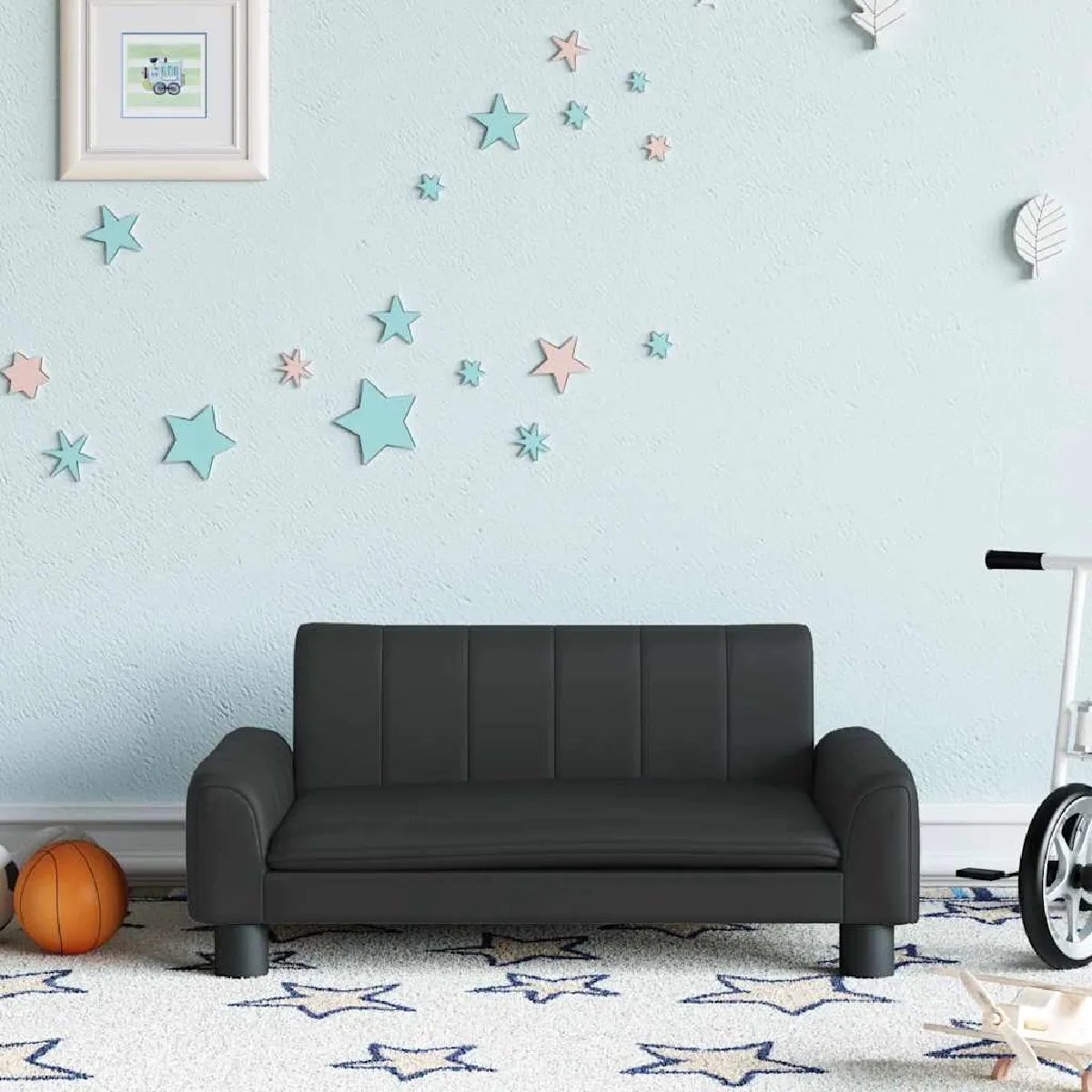 VidaXL Canapé Enfant Similicuir - Noir