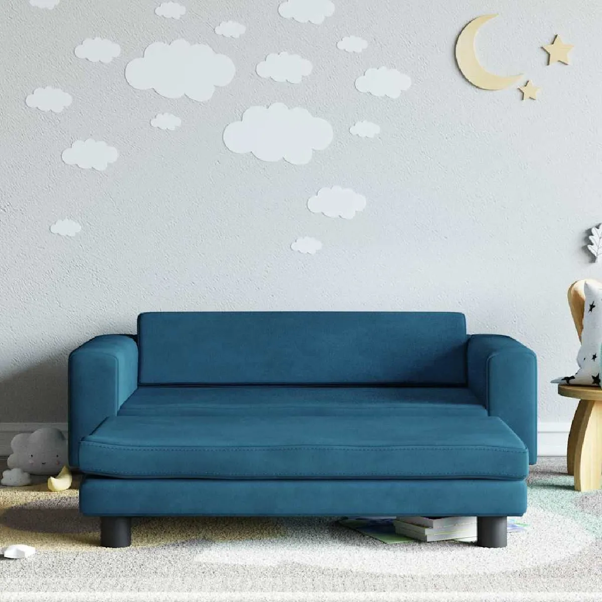vidaXL Canapé Enfants Bleu Velours