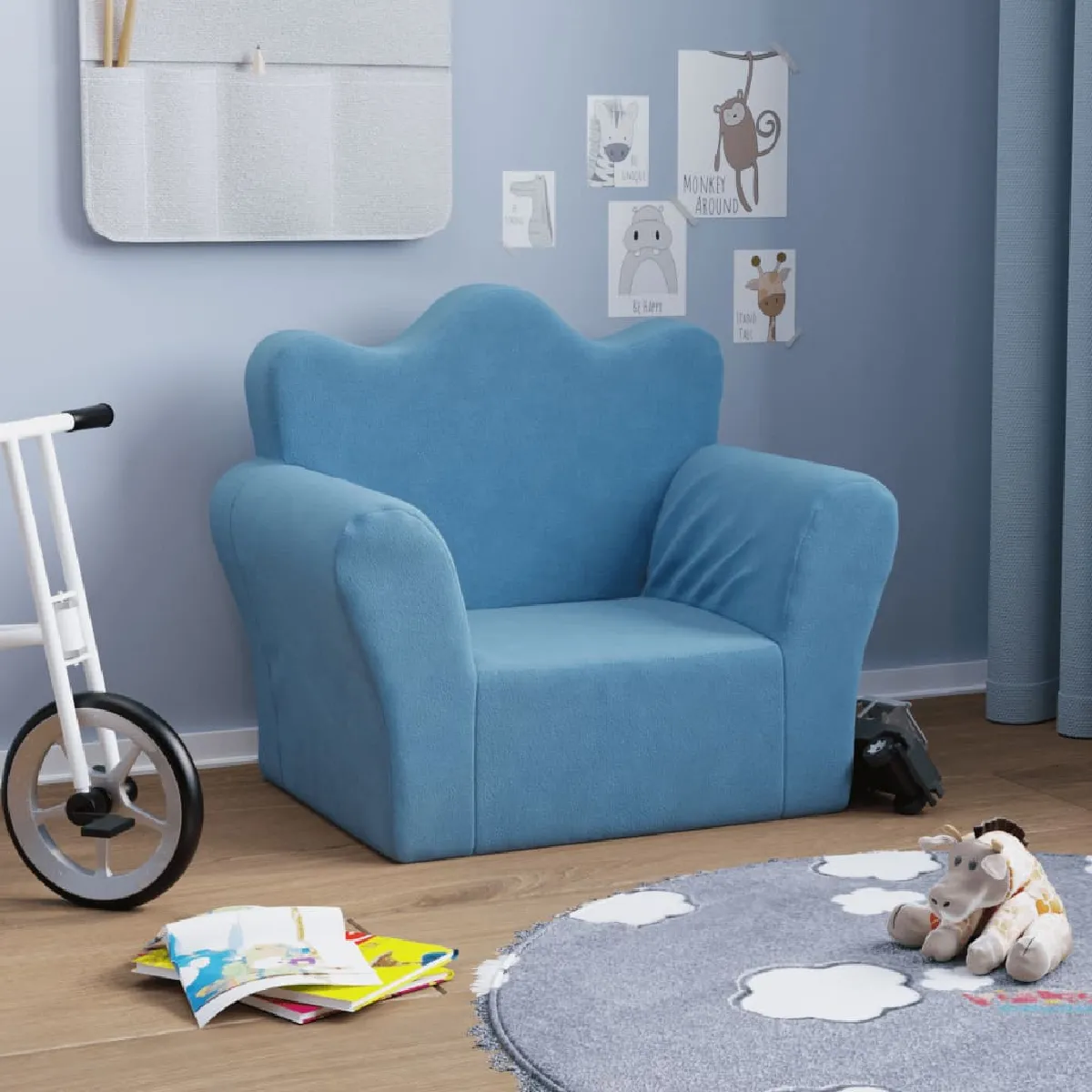 vidaXL Canapé Enfant Bleu