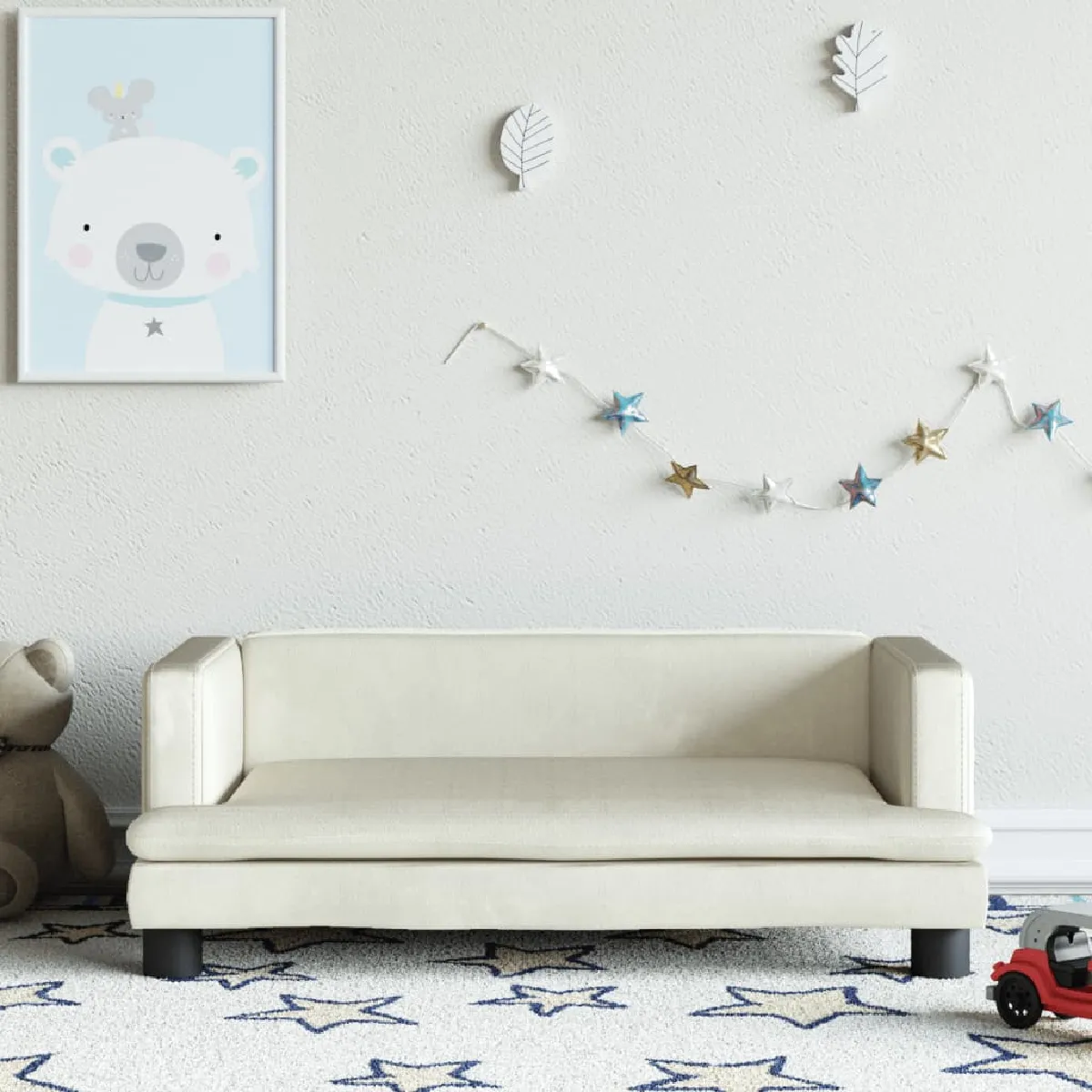 vidaXL Canapé Enfant Crème Velours vidaXL Canapé Enfant Crème Velours