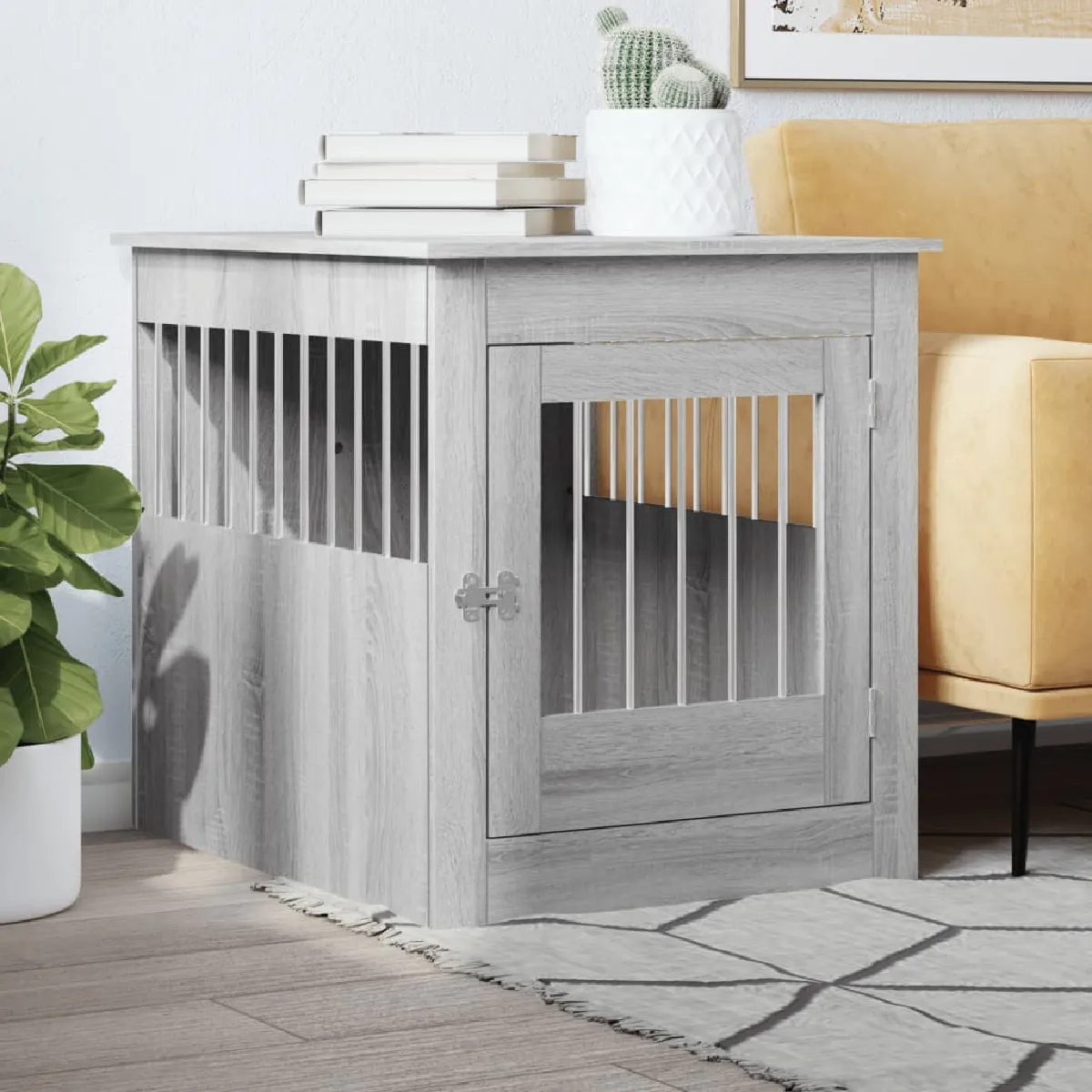 vidaXL Meuble de cage pour chiens - Gris
