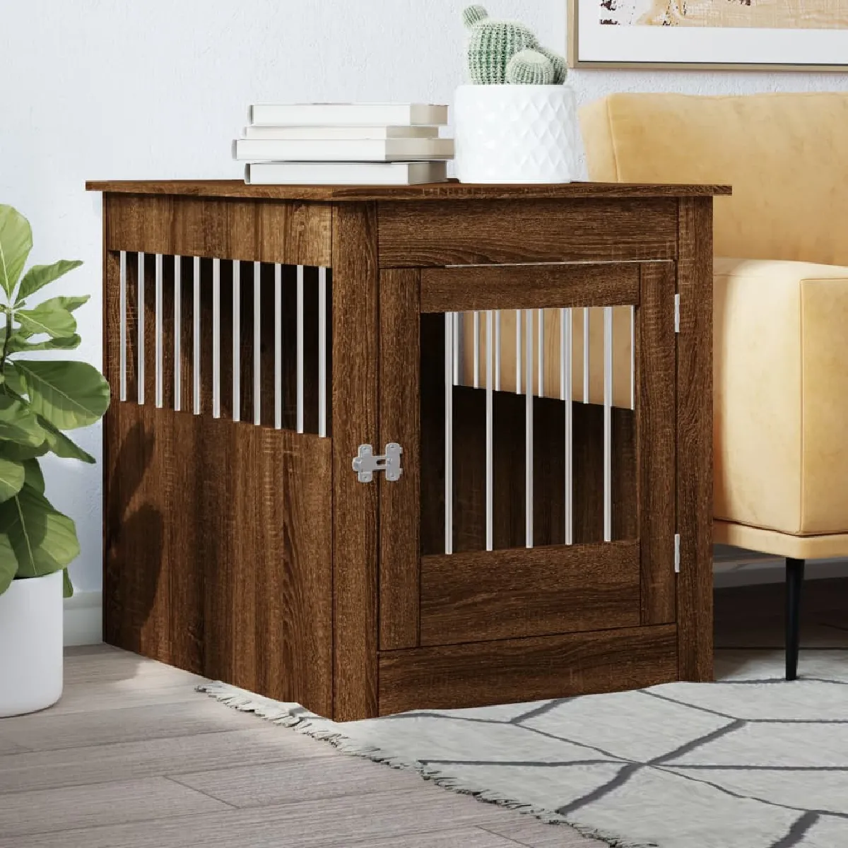 VidaXL Meuble de Cage pour Chiens - Chêne Marron