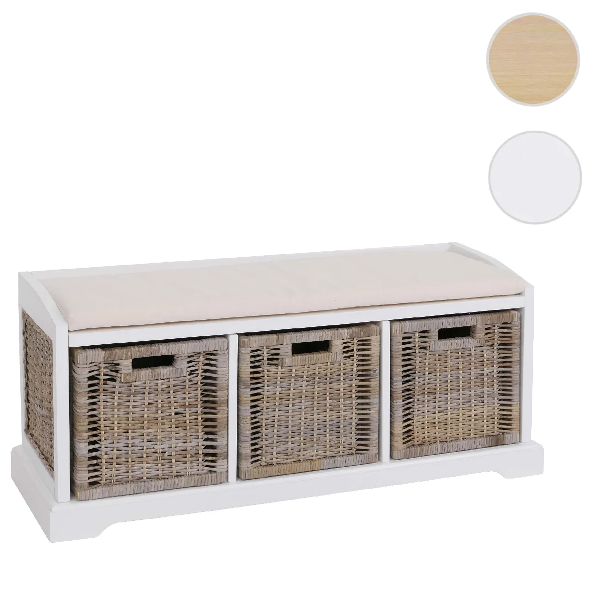 Mendler Blanc Banc De Rangement Benoît