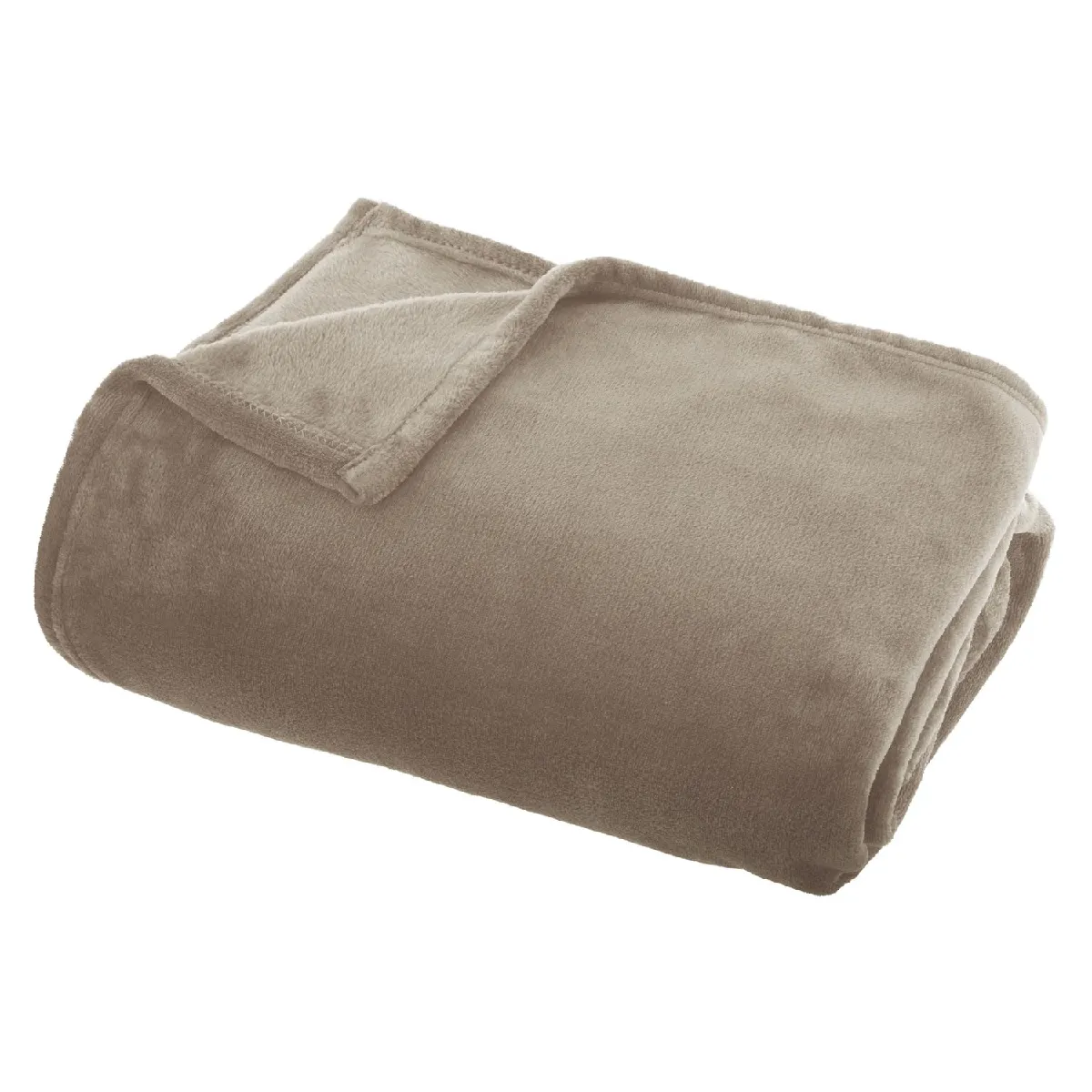 Atmosphera Beige Grand Plaid En Flanelle Uni - 180X130 Cm - Lin